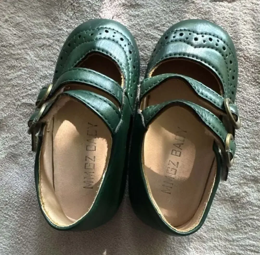 MG Baby Green Vintage Wingtip Mary Jane Toddler Shoes